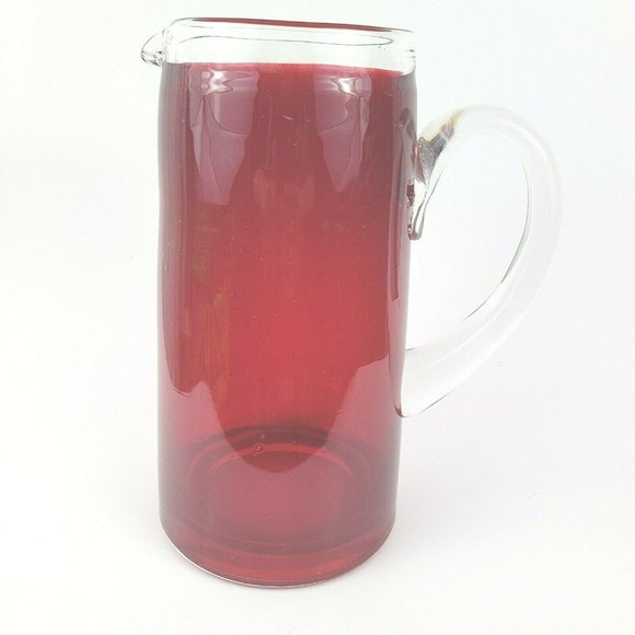 Pottery Barn Other - Pottery Barn Gorgeous Heavy Ruby Red Glass Pitcher